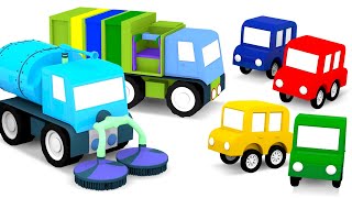Le français pour enfants dans les dessins animés : Les 4 voitures colorées et différents camions