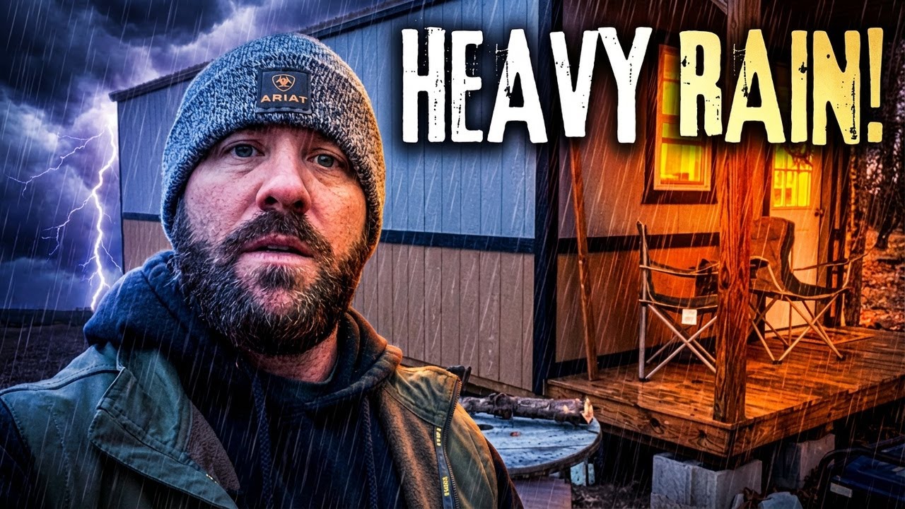 Riding Out a Torrential Downpour in Our Tiny Shed Cabin in Oklahoma