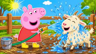 CLEANING THE GOAT PEN! Peppa Turns a MESSY Job Into FUN 😲🐐 | Peppa Animation