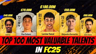 FC 25: Top 100 Most Valuable Talents in FC25 (EA FC 25)! 😭😱 ft. Lamine Yamal, Cubarsi, Garnacho ...