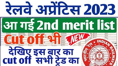 Railway Apprentice Merit list जारी हो गई 2023 | Railway Apprentice cut off 2023, Railway 2nd DV 2023