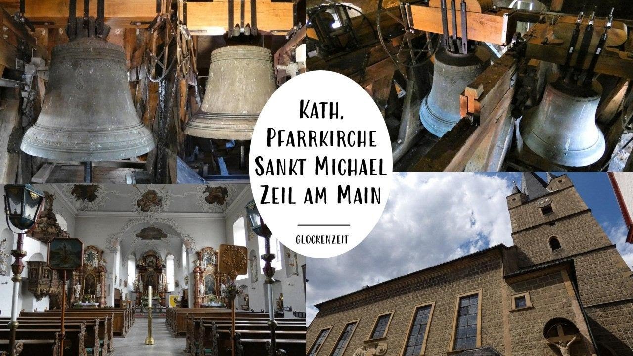 Zeil am Main (HAS) Die vier historischen Glocken der Stadtpfarrkirche Sankt Michael (Turmaufnahme)