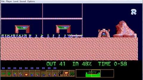 Lemmini - Lemmings Custom Level - One Is Doing All The Work