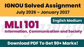 IGNOU MLI 101 Solved Assignment 2026-27 English Medium PDF Download | MLIS