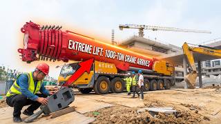 Massive MEGA CRANE Struggles on Steep Hill! 🏗️😱