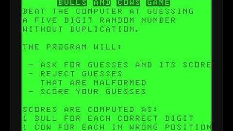 "Bulls and Cows" by Creative Computing (1976)