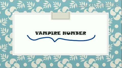 VAMPIRE NUMBER || WHAT IS IT ROLE |