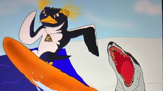 Cody maverick vs leopard seal (HAPPY FEET) ,surfs up animation