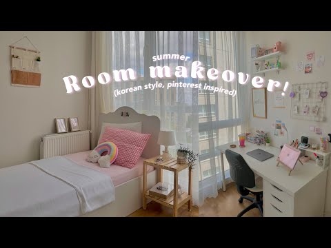 ROOM MAKEOVER! Korean style & Pinterest inspired🌷🐰 | deep clean, closet ...