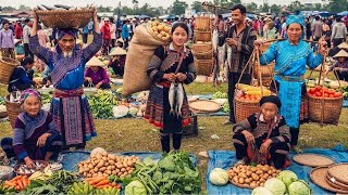 ⁠Inside Vietnam-China Border Market 🇻🇳🇨🇳 Fresh Foods & Hmong Simple Living⁠