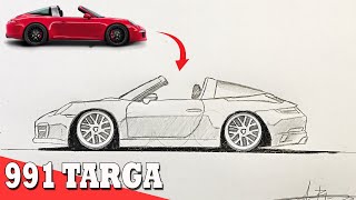 ✏️Como Dibujar un PORSCHE 991 TARGA  FACIL ✏️