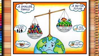 World Population Day Easy Drawing | World Population Day Poster | World Population Day Chart