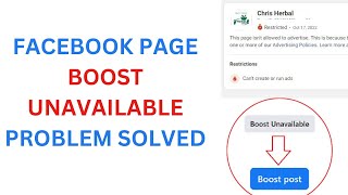 Facebook Page boost unavailable problem solved