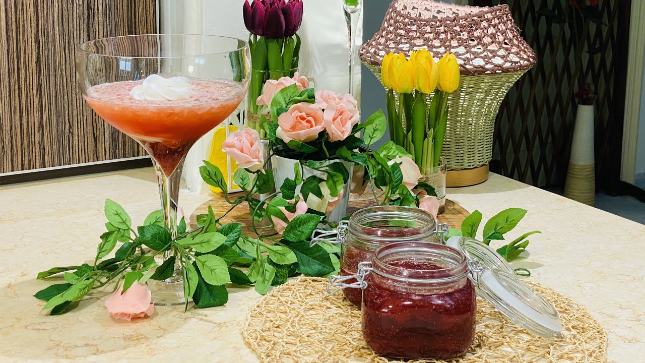 مربى الفراوله🧤مع المشروب المنعش بأسهل تحضيروتخزين لشهر رمضان الكريم