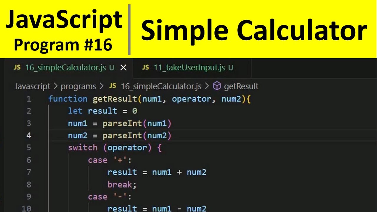 JavaScript Program 16 - Make a Simple Calculator in JavaScript - YouTube