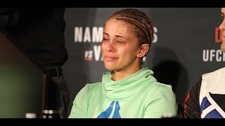 An emotional paige vanzant addresses the press at ufc fight night 80
post-fight conference after she was upset by rose namajunas in night's
mai...