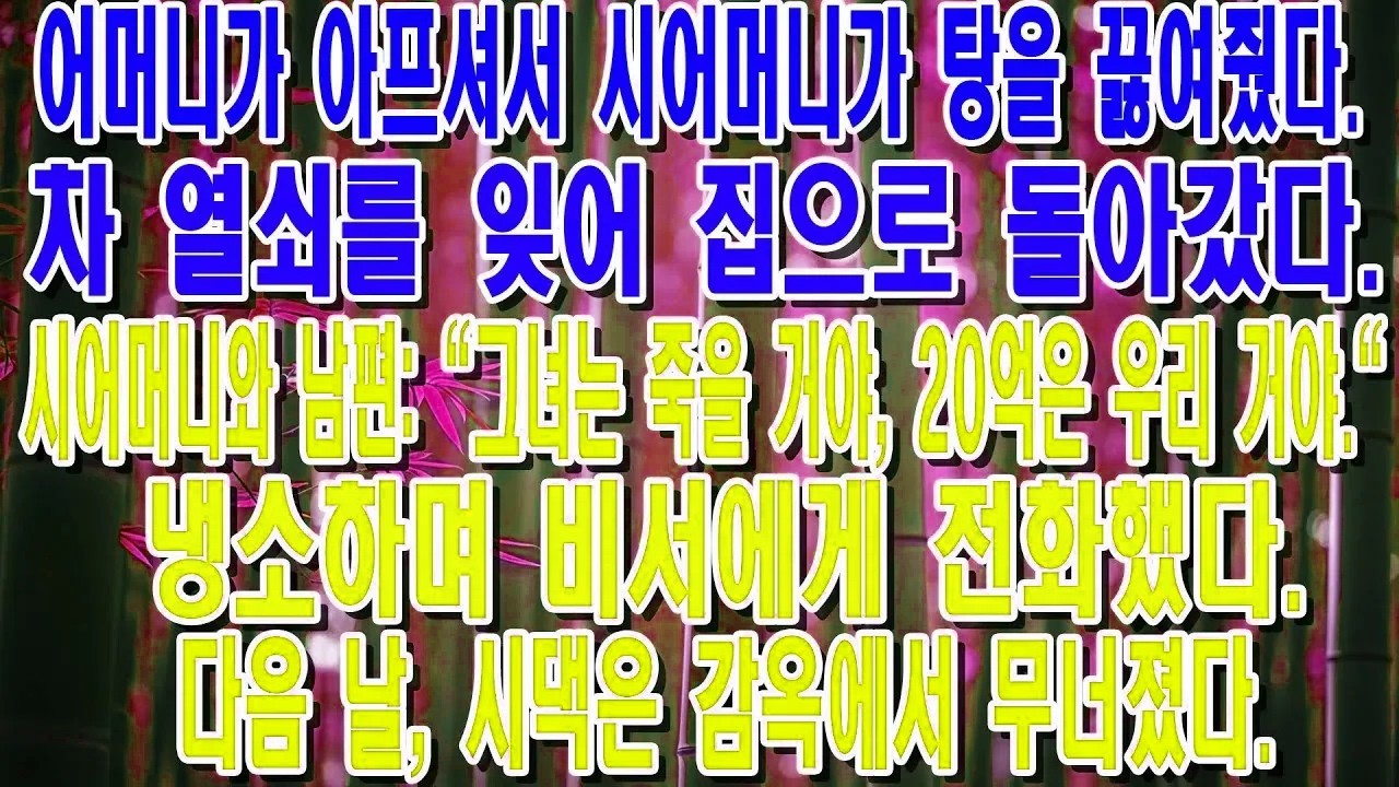 20억 재개발 보상금에 눈이 멀어 삼계탕에 독을 탄 시어머니, 결국 길바닥에 나앉았습니다