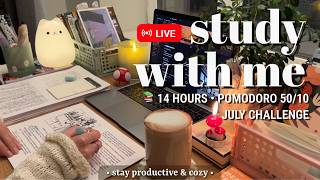 Challenge | 14 HOUR • STUDY WITH ME • Pomodoro 50/10 | Fireplace Sound for Best Focus