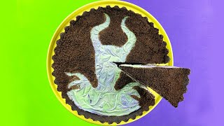 REVERSE COOKIE CRUMB ART (wtf?) + Easy No Bake MALEFICENT Cookies & Cream Cheesecake Recipe 💜 💚