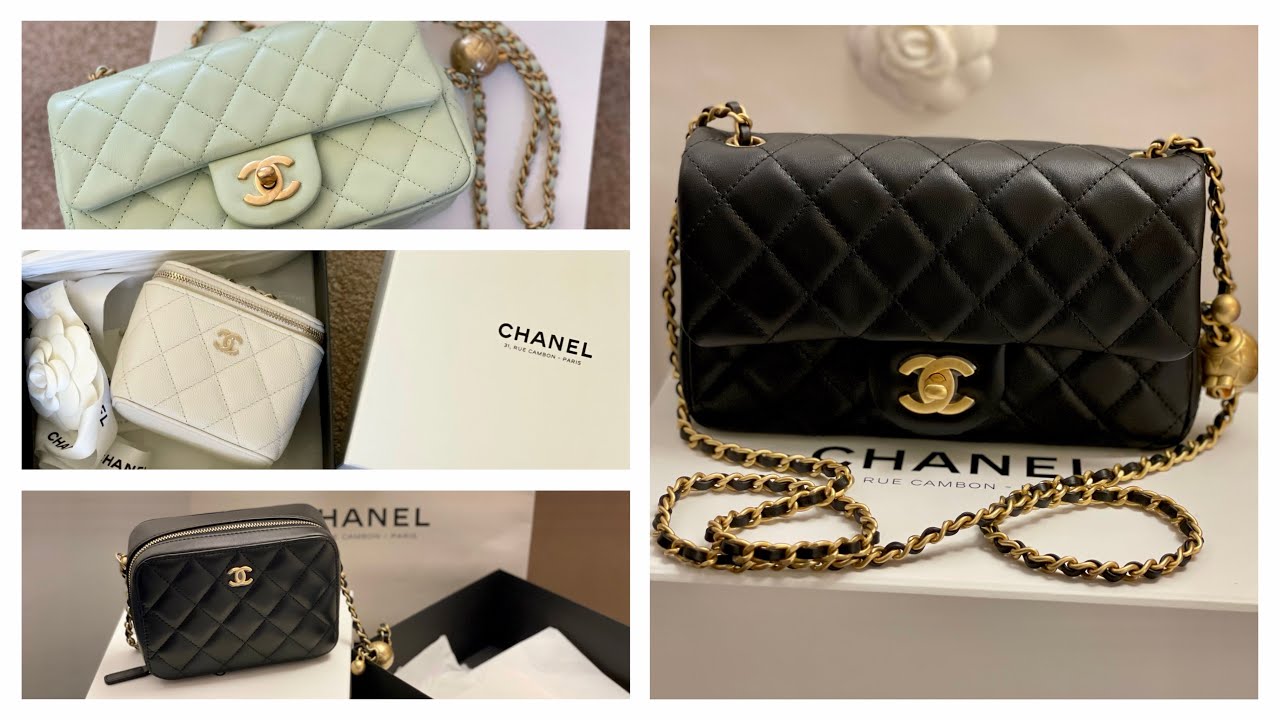 Chanel Mini Square Pearl Crush Blue in Leather with Gold-tone - US