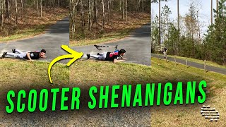 Guy Fell Going Down A Hill After Not Riding A Scooter For A Long Time