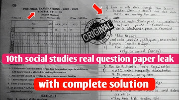💯real ap 10th class pre final social studies real paper answer key 2023|10th social pre final paper