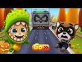 Talking Tom Gold Run Halloween - New Dino Tom vs Raccoon Boss Fight | Funny Race Competition 🔥