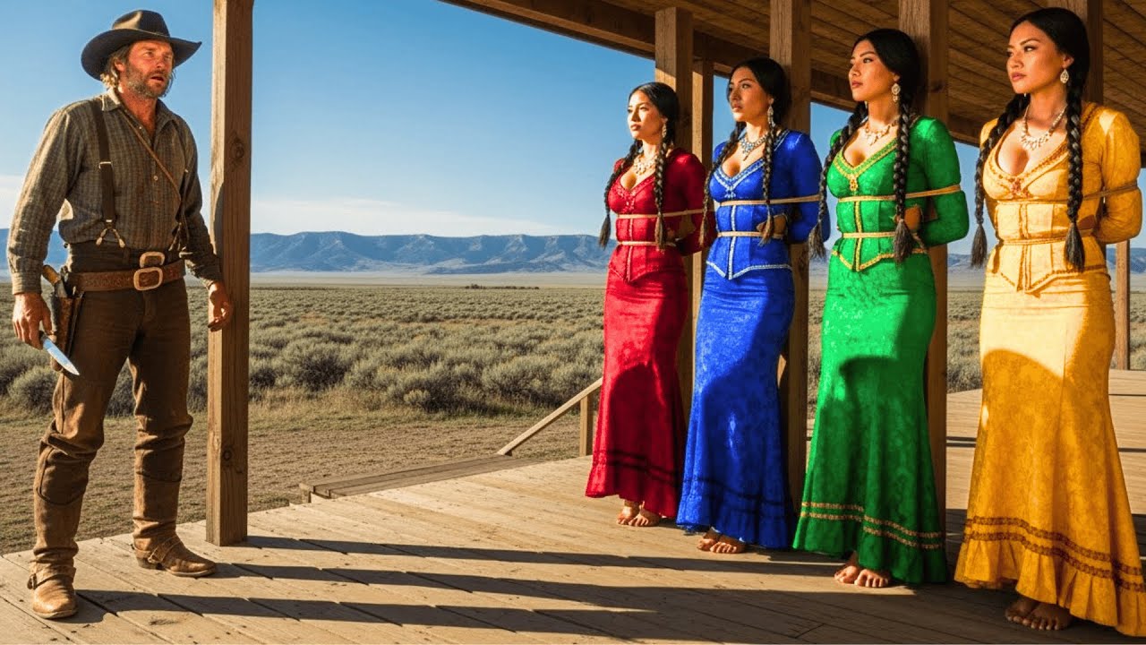 A Lonely Cowboy Found 4 Native Women Tied to His Porch... He Didn't Know Their Father the Chief...