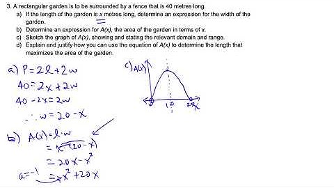 Quadratic Function Problem - rectangular garden