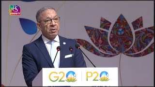 Duarte Pacheco President of IPU addresses at the inaugural ceremony of P20 Summit at YashoBhoomi