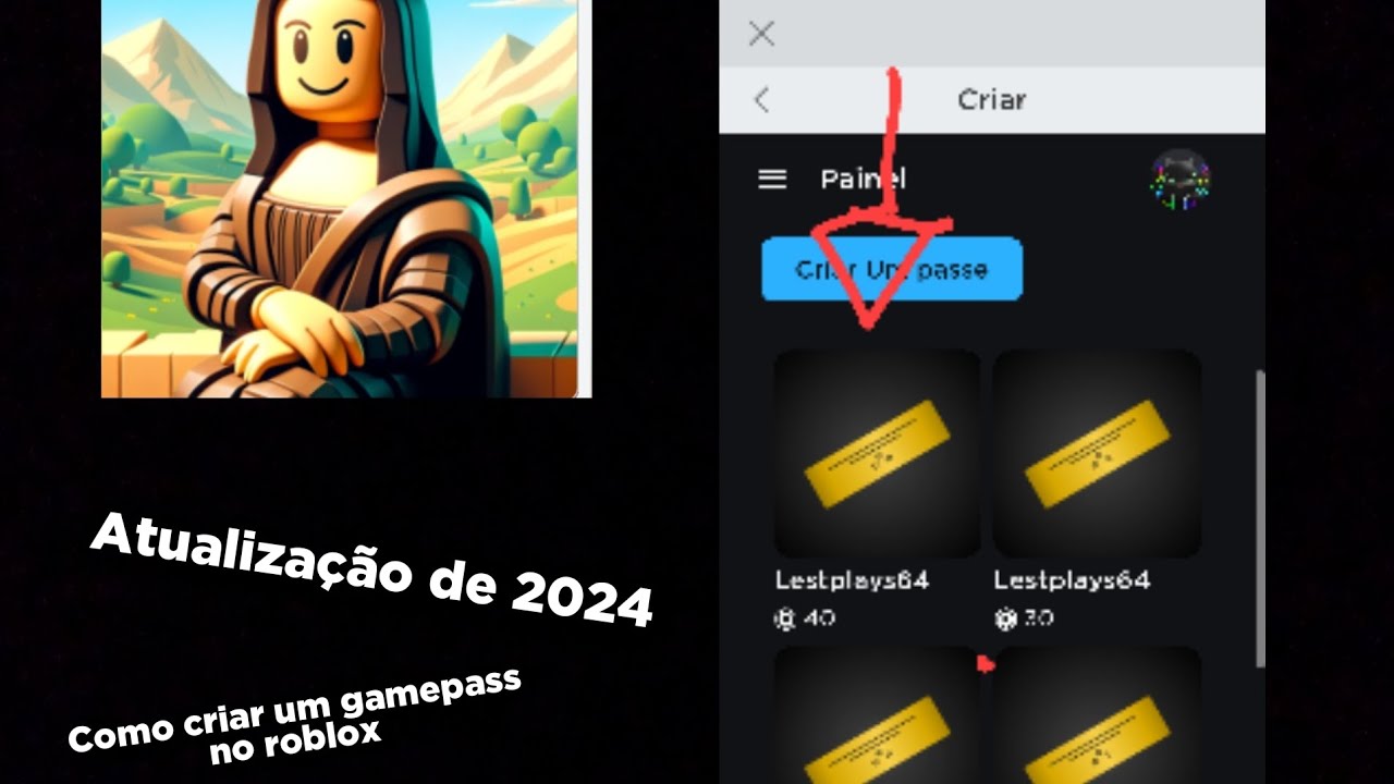 como criar um gamepass pelo roblox no celular atualização 2024 - YouTube