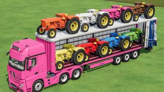 TRANSPORT OF COLORS ! CRAZY TRANSPORT ! Mini John Deere Tractors On Truck Farming Simulator 22 screenshot 5
