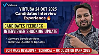 VIRTUSA 24 Oct Interview Experience | Interviewer Fails Candidate |SD Technical + HR Question Bank Net Worth