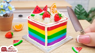 Beautiful Miniature Square Rainbow Fruit Cake Decorating Ideas | ASMR Cooking Mini Food