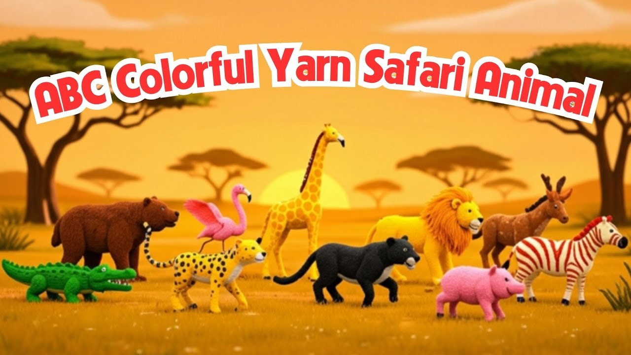 ABC Colorful Yarn Safari Animal Song | Alphabet & Color Learning Song For Toddlers | Nursery Rhymes