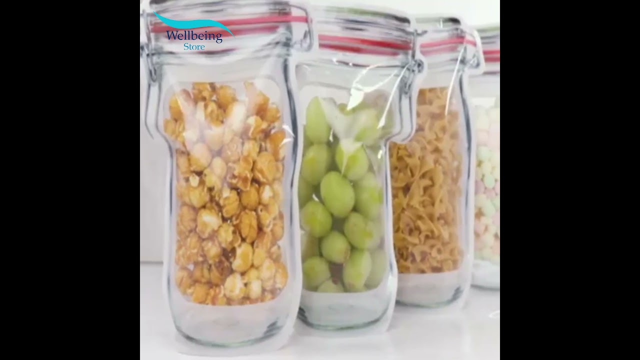 Mason Jar Zip Beutel / Wiederverwendbare Frischhaltebeutel