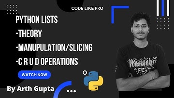 Complete python lists. CRUD operations . Slicing over list. #pythonprogramming