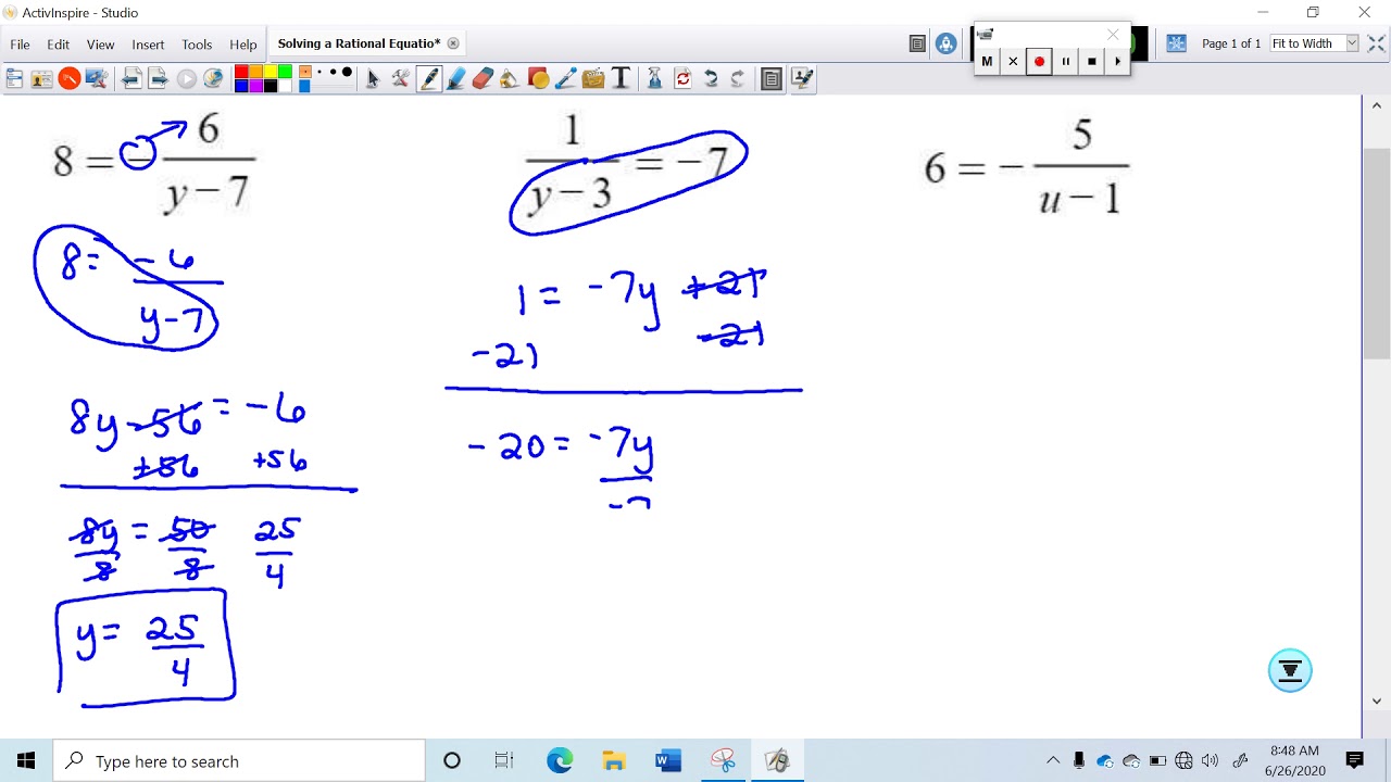 Solving a rational equation that simplifies to linear denominator x a