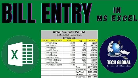 Bill Entry in ms Excel | How to create tax invoice in Microsoft excel
