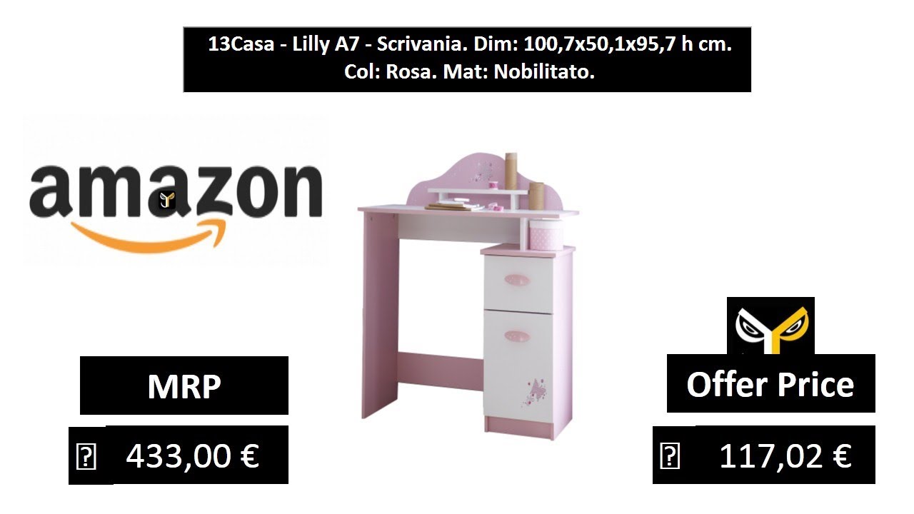 Lilly A7 13Casa Dim: 100,7x50,1x95,7 h cm Scrivania Col: Rosa Mat: Nobilitato.