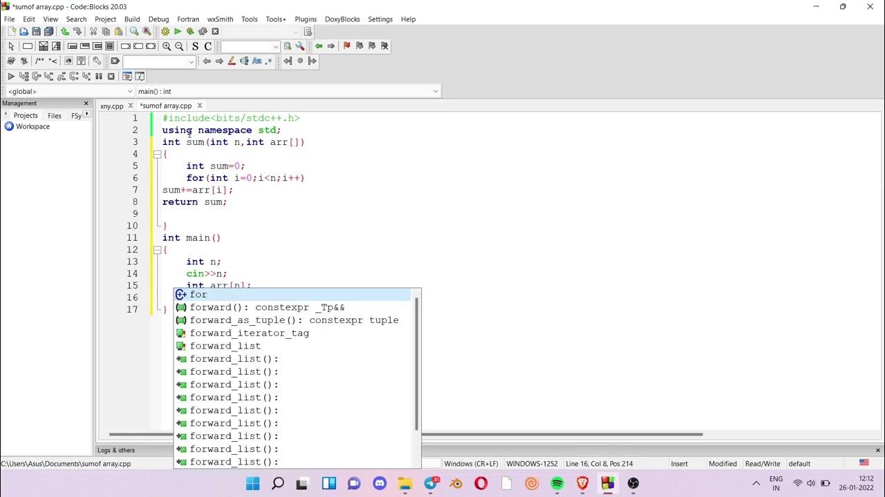 Sum of Array in TWO MINUTE using C++ easiest way to solve a program ...