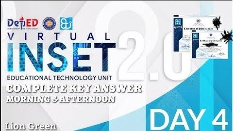 VIRTUAL INSET (VINSET 2.0) DAY 4 WITH COMPLETE KEY ANSWERS