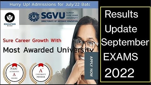 Suresh Gyan Vihar University Jaipur distance results update August September 2022! SGVU RESULTS