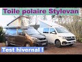 On a testé la toile polaire Stylevan, conçue pour l'usage hivernal du toit relevable d'un van