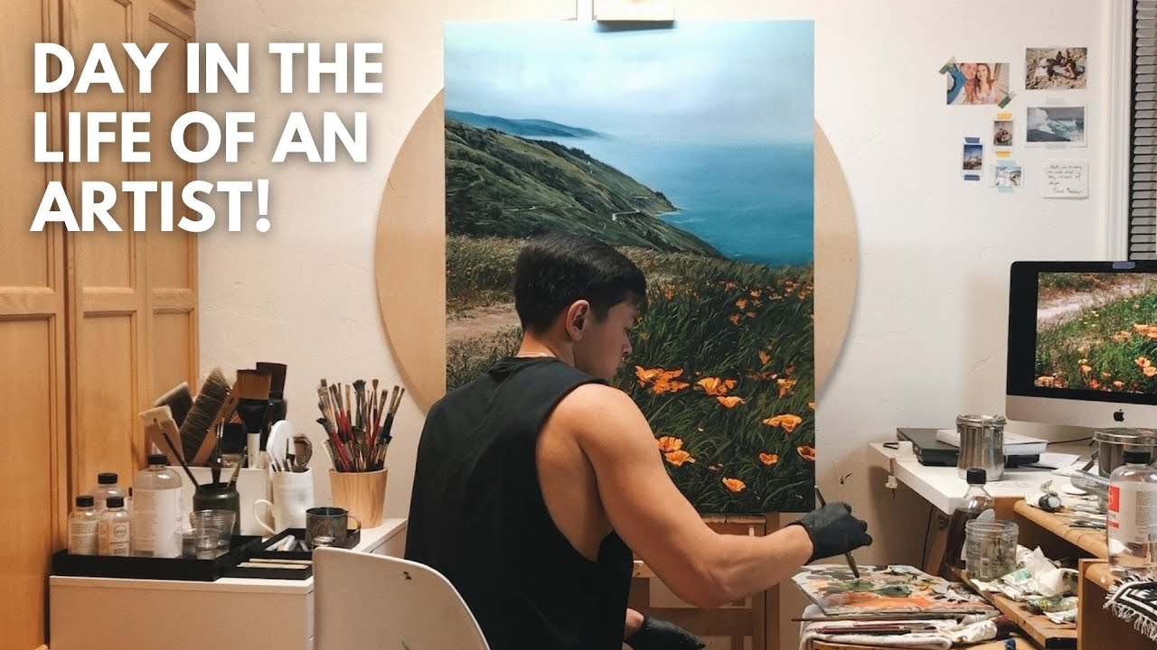 Day in the life of an artist! ART STUDIO + OIL PAINTING + VARNISHING ...