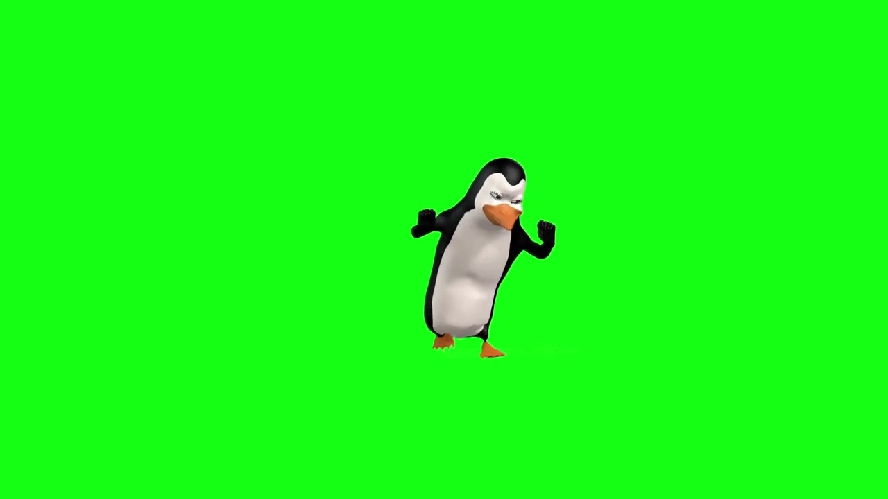 Cartoon penguin dance  (Free Green Screen)