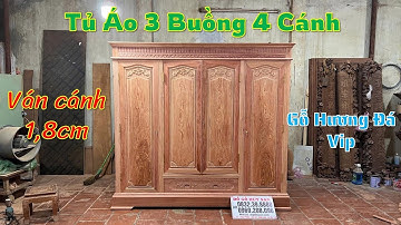 Tủ Áo Gỗ Hương Đá 3 Buồng 4 Cánh Hành Vip Ván 1,8cm | Đồ Gỗ Huy San