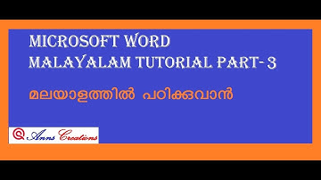 Microsoftword Malayalam Tutorial Part 3