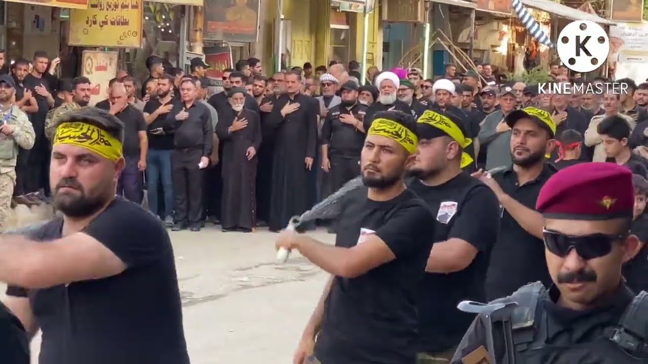 موكب طوزخورماتو2022_موكب حشد الشعبي في طوز خورماتو_موكب زنجيل_بزي_عسكري_9محرم_شهر_اب