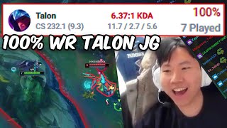 ZYB INSANE 100% WINRATE TALON JUNGLE ON TOP 10 CHALLENGER